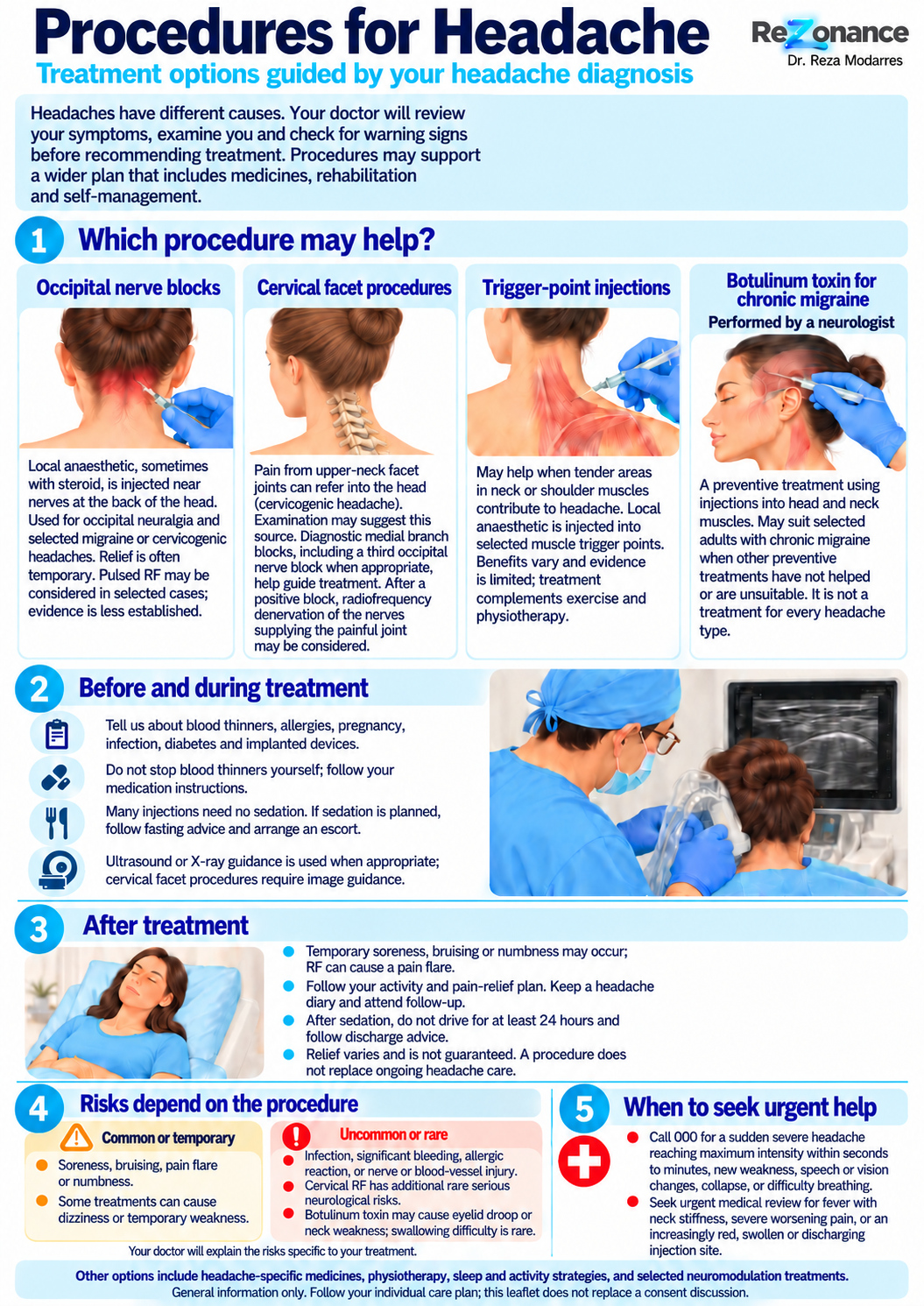 One-page patient flyer: Headache & Occipital Nerve Procedures